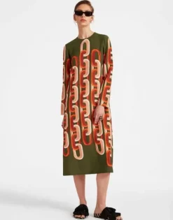 Long Sleeve Midi Swing Dress